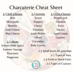 the chart shows how to make charcuter cheat sheet for babies and toddlers