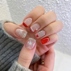 Short Fake Nails, Nagel Tips, Easy Nails, Short Nails Art, Xmas Nails, Stick On Nails, Nailed It, Christmas Nail, Nails Short