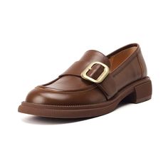 Note: The buckle of Brown shoes is bigger than the website picture. These loafers are designed in a timeless, minimal silhouette, so you'll be sure to wear them often. Made from soft leather, soft bottom that ensure all-day comfort. Wear yours with tailoring and denim alike. Color: Brown/BlackMaterial: CowhideLining: PigskinInsole: CowhideSole: RubberHeels: 3.5Cm/1.38"Weight: 0.22kg Each Shoes Production Time: About 5-7 days (Any exceptional case will email you, Please pay attention to your emai Business Slip-ons With Rubber Sole For Fall, Elegant Leather Slip-ons For Fall, Timeless Business Slip-ons With Round Toe, Office Slip-ons With Brogue Detailing And Round Toe, Business Flat Heel Moccasins With Brogue Detailing, Business Moccasins With Brogue Detailing And Flat Heel, Fall Slip-on Oxfords For Office, Modern Brown Slip-ons For Fall, Brown Pointed Toe Slip-ons For Office