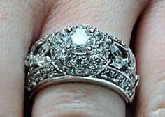 Vintage CZ Diamond and Sterling Filigree Wedding Band Gorgeous CZ Pave Flower Ring Statement Ring We Filigree Wedding Band, Vintage Wedding Ring, Ring Flower, Miramar Beach, Vintage Wedding Band, Right Hand Rings, Hand Ring, Ring Ideas, Bridal Bands