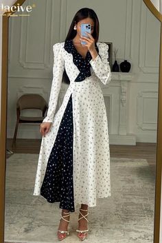 43651353673772|43651353706540|43651353739308 Long Sleeve White Midi Dress, Ankle Length Dress, Vintage Patchwork, Dresses Elegant, Long Sleeve Midi, Patchwork Designs, Long Sleeve Midi Dress, Printed Midi Dress, Modern Fashion