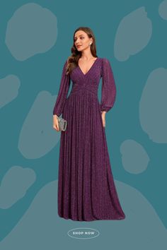 more colors available Long Sleeve Evening Dress, Purple Prom Dress, Long Sleeve Evening Dresses, Ever Pretty, Pink Outfit, Wedding Guest Outfit, Festival Outfit, Concert Outfit, Pretty Woman