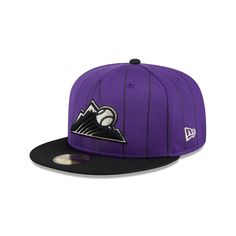 the colorado rockies purple and black pinstripe 59fifty fitted - back hat