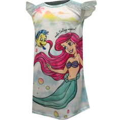 She will be dreaming of ocean adventures in this pretty nightgown! These flame resistant night gowns for toddler girls feature that adventurous mermaid Ariel with her trusty sidekick, Flounder. Machine wash, delicate cycle. Size: 3T.  Color: Green.  Gender: female. Toddler Nightgown, Night Gowns, Little Mermaid Ariel, Ariel The Little Mermaid, Little Mermaid, Toddler Girls, The Little Mermaid, Toddler Outfits, Ariel