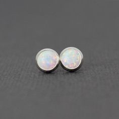 Opal Stud Earrings, Opal Earrings, Opal Post Earrings, 6mm Opal Earrings, Opal Studs, Opal Earrings, Hypoallergenic Round Opal Jewelry, Minimalist Opal Earrings, Hypoallergenic Opal Round Earrings, Classic Opal Jewelry As A Gift, Classic Opal Jewelry For Gifts, Round Opal Cabochon Jewelry, Dainty Round Opal Jewelry, Minimalist Opal Birthstone Jewelry, Minimalist Hypoallergenic Opal Earrings