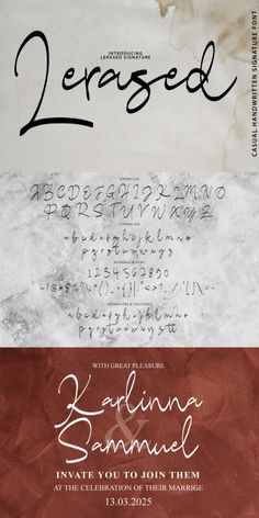 two different types of calligraphy are shown in the same font and numbers on paper