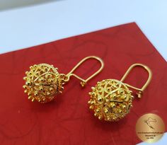 "*Larger size of filigree ball earrings* ★ Traditional Croatian filigree ball earrings, handcrafted in solid 14 k gold. Replicas of 19th century Ethnic, Heritage jewelry from Dubrovnik - Dalmatia region. Simple in style, versatile to wear with any outfit, and perfect for any occasion. Earrings end with secure - latching type of ear-wires. ★ *These earrings are handmade on order in 7-10 business days* Due to the handmade creation, every pair is unique, so there can be tiny variations in dimension Traditional Filigree Jhumkas For Gift, Filigree Drop Earrings For Festivals, Festival Filigree Drop Earrings Danglers, Ornate Filigree Jhumkas For Gifts, Ornate Filigree Jhumkas As Gift, Traditional Filigree Dangle Bridal Earrings, Festive Filigree Round Earrings, Traditional Bridal Dangle Earrings With Filigree, Traditional Pierced Danglers For Formal Occasions