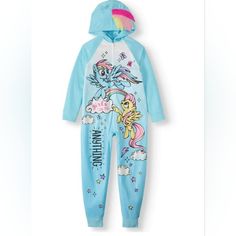 Snuggle Up In Style With This Charming Girls My Little Pony Blanket Sleeper Onesie Pajamas. Made Of 100% Polyester, This Cozy And Comfortable Onesie Features A Long Sleeve Design With An Easy Zip Closure That Makes It Perfect For Bedtime. Its Vibrant Colors And My Little Pony Character Family Make It All The More Adorable. This Onesie Is A Great Addition To Any Little Girl's Sleepwear Collection, And Sure To Bring Warmth And Coziness In The Colder Months. Its High-Quality Fabric And Excellent Cr Long Sleeve Cartoon Print Onesie For Pajama Party, Cute Long Sleeve Onesie For Pajama Party, Playful Long Sleeve Onesie For Sleepovers, Cartoon Print Long Sleeve Onesie For Bedtime, Long Sleeve Onesie With Cartoon Print For Bedtime, Cute Cartoon Print Sleep Onesie, Cute Cartoon Print Onesie For Sleep, Cute Light Blue Sleepwear For Sleepover, Playful Cartoon Print Onesie For Sleep