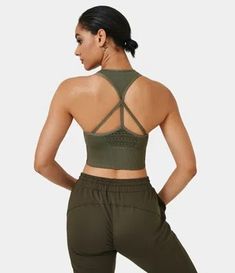 halara Racerback Crop Top With Mesh Back For Gym, Stretch T-back Crop Top For Gym, Sports Racerback Crop Top With Mesh Back, Racerback Crop Top With Mesh Back For Sports, Seamless T-back Sports Crop Top, Seamless T-back Crop Top For Sports, Seamless T-back Crop Top For Gym, Racerback Crop Top With Mesh Back For Yoga, Mesh Back Racerback Crop Top For Yoga