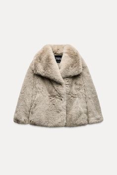 フェイクファー素材ショートコート ZW COLLECTION - モールグレー | ZARA Japan / 日本 Faux Fur Short Coat, Zara Coats, Short Fur Coat, Short Faux Fur Coat, Cropped Coat, Zara Coat, Waistcoat Dress, Layered T Shirt, Cargo Shirts