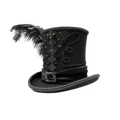 Gothic Gentleman Feather High Quality Spiked Woolen Top Hats Steampunk Aristocrat, Men Steampunk, Woolen Tops, Duke Of Wellington, Tall Hat, Rock Style Clothing, Black Pants Men, Steampunk Cosplay, Studs Men