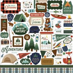 the adventure sticker sheet is full of different things to do with your child's camping