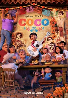 the mexican movie coco is shown with many characters