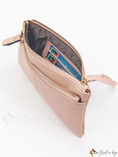 BirdinBag - Chic Touchscreen Phone Wallet with Card Slot and Wrist Strap Plain Style, Pink Pattern, Phone Wallet, Wrist Strap, Leather Coat, Touch Screen, Card Slots, Pu Leather, Wallet