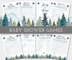 baby shower games with pine trees and mountains