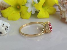 Don't miss this opportunity to own this beautiful gemstone ring crafted in 14k gold filled => Gemstone Type - Lab Grown Ruby => Gemstone Size - 7*9 mm => Gemstone Cut - Faceted => Metal Type - 14k Gold Filled (Tarnish Resistant And Nickel Free) - also available in 925 sterling silver ~ Please contact me for pricing on a sizes larger than 11 * ~Feel free to ask me about custom made designs. ❏ Replacements and custom orders : ✪ 925 Sterling Silver - no additional cost ✪ 14k rose gold f Ruby Rings With Marquise Cut In Halo Setting, Ruby Rings With Halo Setting And Marquise Cut, Oval Ruby Promise Ring, Oval Ruby Ring With Prong Setting For Wedding, Oval Ruby Rings With Birthstone, Oval Ruby Ring With Halo For Promise, Oval Ruby Ring With Prong Setting For Proposal, Oval Ruby Solitaire Ring, Oval Ruby Halo Promise Ring