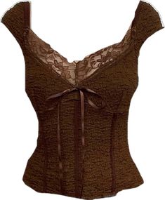 Trendy Fitted Brown Tops, Fitted Scoop Neck Top With Lace Trim, Elegant Fitted Tops, Spring Fitted Top With Lace Trim, Fitted Lace Trim Top For Spring, Fitted Feminine Tops In Solid Colors, Fitted Brown Scoop Neck Top, Fitted Brown Tops For Summer, Fitted Lace Tops For Spring