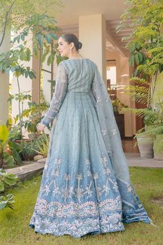 Azzal Mishaal Noor Wedding Formals Original brand suit fabric and photography lite diffrance in actual print. Hand Embellishment, Desi Dress, Mehndi Dress, Desi Wedding Dresses, Adha Mubarak, India Dress, Dress Book, Pakistani Fashion Casual, Pakistani Fancy Dresses