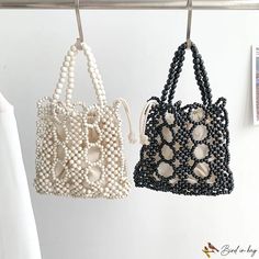 Bird in Bag - New female handbag senior beach bag woven bag fashion hollow bead bag Summer Shoulder Bag With Pearl Handle, Summer Vacation Beaded Shoulder Bag, Summer Tote Bag Fashion Accessory, Large Capacity Summer Fashion Bag, Summer Beaded Shoulder Bag For Daily Use, Beaded Shoulder Bag For Daily Use In Summer, Spring Bohemian Beaded Bags, Trendy Summer Fashion Bags, Beach Rectangular Shoulder Bag With Pearl Handle