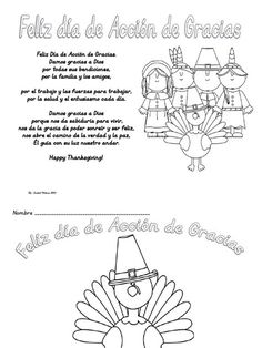 a thanksgiving card with two turkeys and the words, feliz de acion de gracias