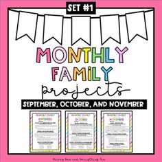 the month family project for october and november is shown in this set 1 printable