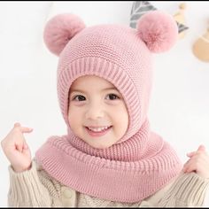 Multiple Wearing Beanie Warm Winter Hat Kid Children Knitted Hooded Scarf Knit Pom Pom Earflap Hat Cap Scarves Child Accessories, Knitted Baby Beanies, Beanies Hat, Girl Hats, Earflap Beanie, Boys Beanie, Knitted Beanies, Baby Winter Hats, Kids Winter Hats, Winter Crochet