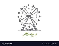 the ferris wheel logo for an amusement park or carnival attraction in green and gray colors