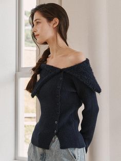 Composition : 40% acrylic, 30% nylon, 30% polyesterColor : NAVY_ONECountry of Origin : KOREA Navy Knit Winter Outerwear, Navy Knit Outerwear For Winter, Navy Cardigan For Fall, Navy Sweater For Winter Layering, Navy Winter Cardigan For Layering, Fall 24, Knitwear Cardigan, Cute Icons, Knitwear