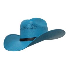 Rio Turquoise Straw Cowboy Hat by Gone Country - Bourbon Cowgirl Blue Brimmed Sun Hat For Rodeo, Western Blue Sun Hat With Flat Brim, Blue Sun Hat With Curved Brim For Country Events, Blue Curved Brim Sun Hat For Rodeo, Wide Brim Blue Sun Hat For Rodeo, Western Style Blue Sun Hat With Flat Brim, Blue Western Hat For Vacation, Blue Curved Brim Sun Hat For Country Events, Blue Country Hat With Short Brim