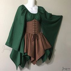 Century Long-Sleeve Renaissance Era Dress Elven Cosplay, Robin Hood Costume, Elven Costume, Elf Fairy, Medieval Dress