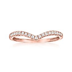 Ross-Simons - .15 ct. t. w. Diamond Chevron Ring in 14kt Rose Gold. Size 6. RS Pure. Modern designs that complete your outfit and complement your personality. A subtle statement you'll love to stack, this dainty chevron ring sparkles with .15 ct. t. w. round diamonds on a small 14kt rose gold band. 1/8" wide. Diamond chevron ring. Diamond birthstones are the perfect gift for April birthdays. Rose Gold Diamond-shaped Jewelry For Anniversary, Chevron Diamond Wedding Band, Yellow Gold Chevron Wedding Band, Gold Diamond Chevron Ring, Dot Ring, Round Diamond Ring, Diamond Birthstone, Chevron Ring, Rose Gold Pink