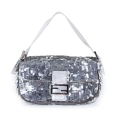 Fendi Silver Sequin Baguette – Franco Shops Fendi Baguette Bag, Fendi Mini, Vintage Fendi, Blue Stain, Dream Bags, Fendi Baguette, Silver Sequin, Hermes Bags, Cute Bags