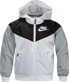 Help him take on the chill with the Nike® Toddler Boys’ Windrunner Jacket on his side. Lightweight ripstop fabric blocks out cold wind and moisture so he stays cozy, while ribbed cuffs seal in warmth. An elastic bottom band holds the coat snugly in place, and the hood with high neck adds even more coverage. He’ll feel like he can take on anything in Nike® Windrunner Jacket. FEATURES: Little boys’ jacket Lightweight ripstop fabric helps keep out cold and rain Elasticized bottom band Ribbed cuffs Nike Windrunner Jacket, Nike Web, Nike Windrunner, Windrunner Jacket, Ripstop Fabric, Boys Jacket, Athletic Apparel, Athletic Outfits, Nike Logo