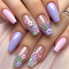 Pink Nail Art Designs, Cute Simple Nails, Pink Nail Art, Pretty Nail Art Designs, Spring Nail Art, Pretty Nail Art, Flower Nail Art, Pastel Nails