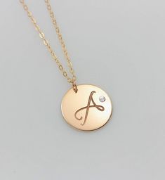 Personalized Charm Necklace, Large Circle Monogram Necklace, Crystal Diamond Necklace, Initial Disc Necklace, Long Gold Pendant Necklace Long Gold Pendant Necklace, Necklace Long Gold, Personalized Charm Necklace, Floating Diamond Necklace, Real Diamond Necklace, Initial Disc Necklace, Circle Monogram, Gift Diy, Circle Diamond