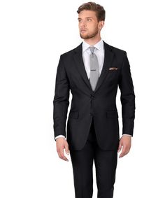 Solid Black Suit Black Single-breasted Suit For Semi-formal Occasions, Elegant Black Double Breasted Suit With Hidden Buttons, Slim Fit Three-piece Suit For Business, Single Breasted Suit For Black Tie Events, Elegant Black Double Breasted Suit With Notch Lapel, Luxury Black Blazer For Formal Occasions, Elegant Double Breasted Semi-formal Suit, Elegant Black Single-breasted Tuxedo, Elegant Semi-formal Double Breasted Suit