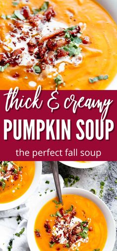 thick and creamy pumpkin soup is the perfect fall soup