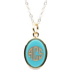 Acrylic Vineyard Oval Monogram Pendant on Apex Chain Classic Oval Link Personalized Necklace, Elegant Personalized Oval Pendant Necklace, Elegant Oval Engraved Necklace, Elegant Engraved Oval Pendant Necklace, Modern Blue Oval Necklace, Formal Oval Pendant Necklace With Polished Finish, Everyday Oval Necklace With Polished Finish, Chic Oval Pendant Necklace For Gift, Chic Gold Oval Jewelry