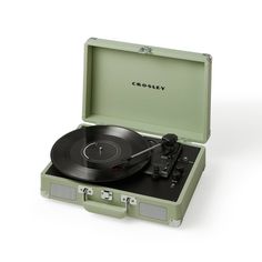 an old record player with its case open