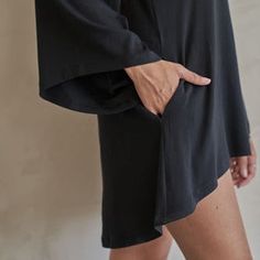 You’re obsessed with comfort and need simplicity, but like to be stylish and have styling options - whether you wear it as a tunic or dress, elastic shoulder/neckline worn up or down … you get to decide. The Peyto Raglan Flutter Tunic/Dress in oh-so-soft eavolu’s exclusive Eco-Luxe Rib fabric envelops you in fluttering soft luxury. Show it off with your favorite sports bra and leggings, eavolu's matching Eco-Luxe Rib Baikal Wide Leg Pant or go bare legs with heels. Regardless, you’re ready to hi Legs With Heels, Soft Luxury, Sports Bra And Leggings, Rib Fabric, Ethical Clothing, Wide Leg Pant, Supima Cotton, Ribbed Fabric, Xl Dress