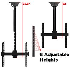 the adjustable tv wall mount is shown with measurements for each arm and two additional arms