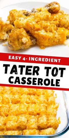 tater tot casserole recipe with text overlay