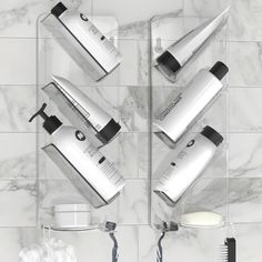 three different types of hair dryers on a marble wall