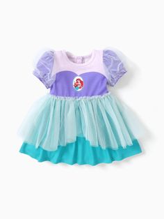 * Please add each size and color to your shopping cart separately.
* Made from soft and comfortable fabric.
* Material: Body - 93% Polyester, 7% Spandex.
* Includes: 1 dress.
* Imported.
* Officially Licensed Disney Merchandise.

What is Naia™?
* PatPat is the first children's apparel brand in the U.S. to adopt Naia 
* Naia fiber delivers soft, ultrasmooth, comfort and is hypoallergenic, making it a great choice for sensitive baby skin.
* OEKO-TEX STANDARD 100 certified fiber Ariel Characters, Disney Princess Babies, Princess Baby, Apparel Brand, Baby Princess, Disney Merchandise, Baby Skin, Mesh Dress, Kids' Dresses