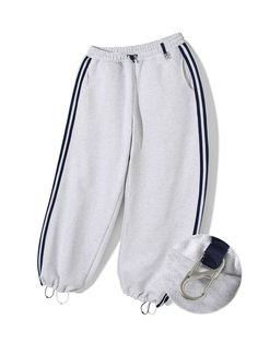 Editor's NotesInspired 90's vibe, these sporty track sweatpants are accented with contrasting double stripe tapes along side line. They have a belt loop with silver keyring to hang your small accessories and adjustable drawcord at hem create versatile silhouette. They are made from high-quality cotton terry with soft touch and finished with silky washing.- Elasticated waistband with drawcord and stopper- Two front on-seam pockets- One back patch pocket- Double stripe tapes at side- Grosgrain tap Sporty Streetwear Joggers With Contrast Stripes, Sporty Sweatpants With Contrast Stripes For Streetwear, Casual Sweatpants With Contrast Stripes For Streetwear, Sporty Joggers With Contrast Stripes For Jogging, Contrast Stripes Sportswear Sweatpants For Streetwear, Sporty Joggers With Contrast Stripes, Sportswear Sweatpants With Contrast Stripes For Streetwear, White Athleisure Sweatpants With Contrast Stripes, Sporty Sweatpants With Contrast Stripes