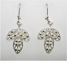 Sterling silver, 925, marked  filigree earrings  secure closure Vintage, circa 1940 Hand made 2 inches, 5 cm Fine gift Ornate Silver Filigree Earrings, Silver Victorian Earrings With Intricate Design, Victorian Silver Earrings With Intricate Design, Silver Filigree Victorian Earrings, Victorian Style Silver Earrings For Pierced Ears, Victorian Silver Filigree Earrings, Formal Silver Filigree Earrings, Vintage Silver Filigree Earrings, Victorian Silver Pierced Earrings