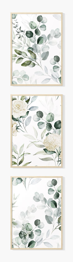 Green Watercolour Floral Pattern Art Prints Eucalyptus Prints, Modern Boho Art, Botanical Art Prints, Botanical Wall Art, Boho Art, Floral Wall Art