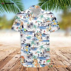 Stand out in Style with the Bluey Aloha Tropical Hawaiian Shirt Hawaiian Gifts, Getaway Outfit, Bluey Birthday, Customizable Shirts, Summer Humor, Aloha Spirit, Birthday Kids, Cool Hawaiian Shirts, Tropical Shirts