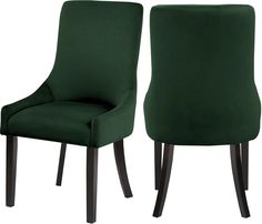 pair of green velvet dining chairs