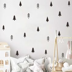 PRICES MAY VARY. Small Tree Wall Decals: total 3 sheets, 33pcs vinyl black tree wall decals. Forest Tree Wall Decal: easy to apply, made by high quality waterproof vinyl sticker. Black Tree Wall Stickers: just peel and stick, removable without damaging the wall. Vinyl Tree Wall Stickers: applied to all smooth, clean, dry surfaces of window, wall, door, etc. Pine Tree Wall Decor: suitable for kids bedroom, boys girls room, living room, office, nursery decor. 
★ Black Pine Tree Wall Decals Forest Woodland Nursery Decals, Woodland Wall Decals, Small Pine Trees, Tree Wall Decals, Baby Nursery Diy, Woodland Wall, Woodland Nursery Theme, Wall Decals For Bedroom, Nursery Decals